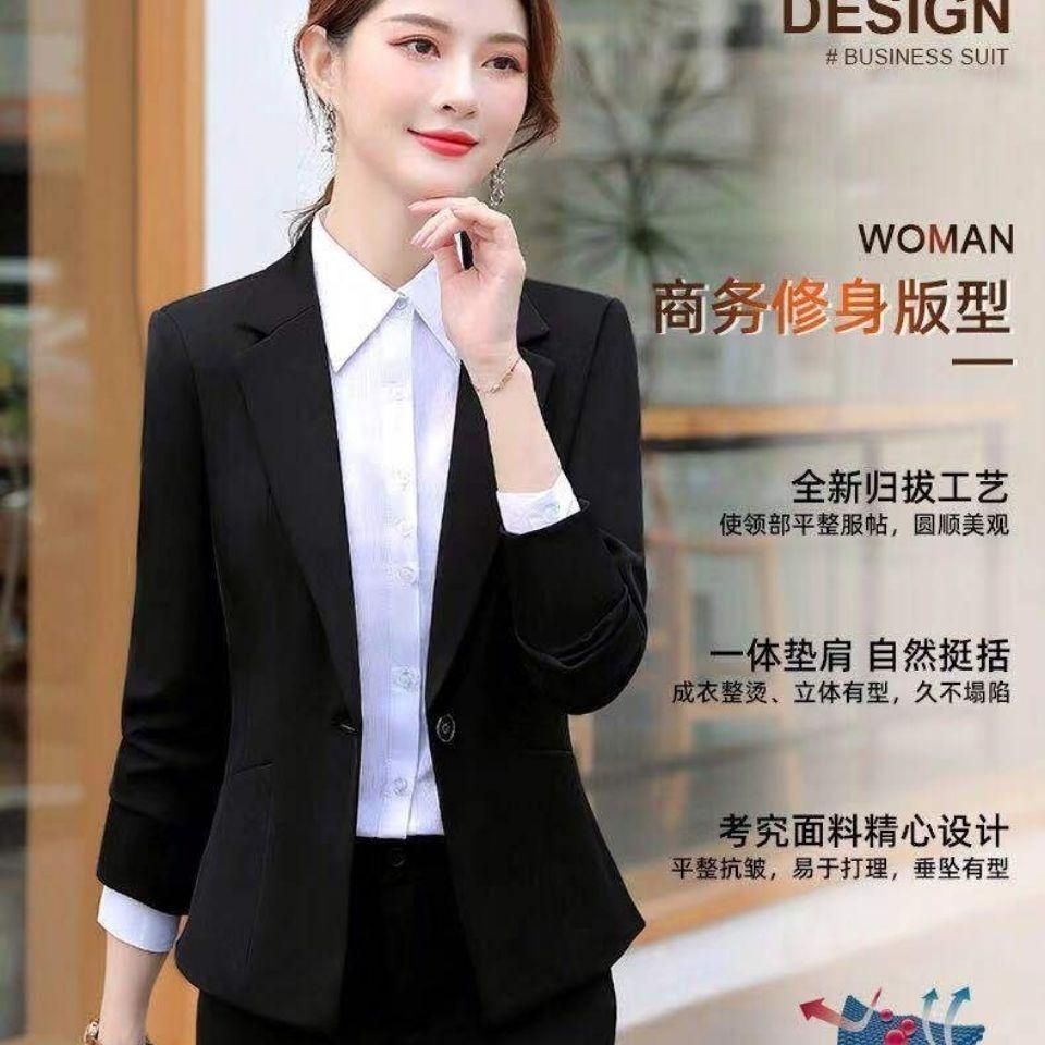 M218 Spring and Autumn New Small Business Suit Coat Female Business Wear Student Interview Ol White Collar Temperament Suit Hotel Overalls Suit