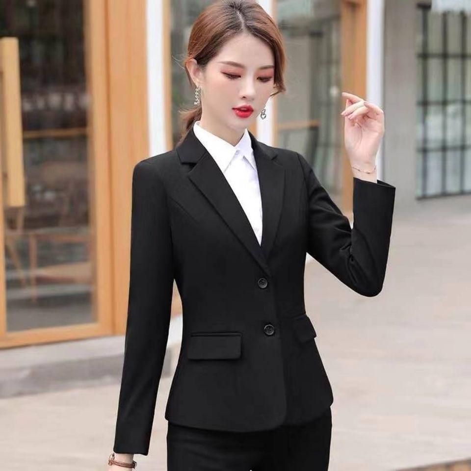 M218 Spring and Autumn New Small Business Suit Coat Female Business Wear Student Interview Ol White Collar Temperament Suit Hotel Overalls Suit
