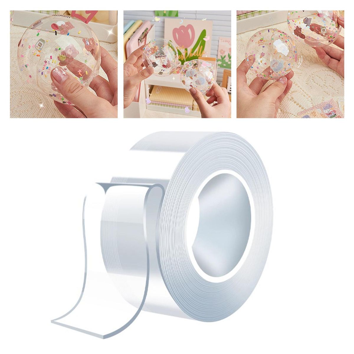 Acrylic Bubble Blowing Double Sided Tape Transparent Color Interesting