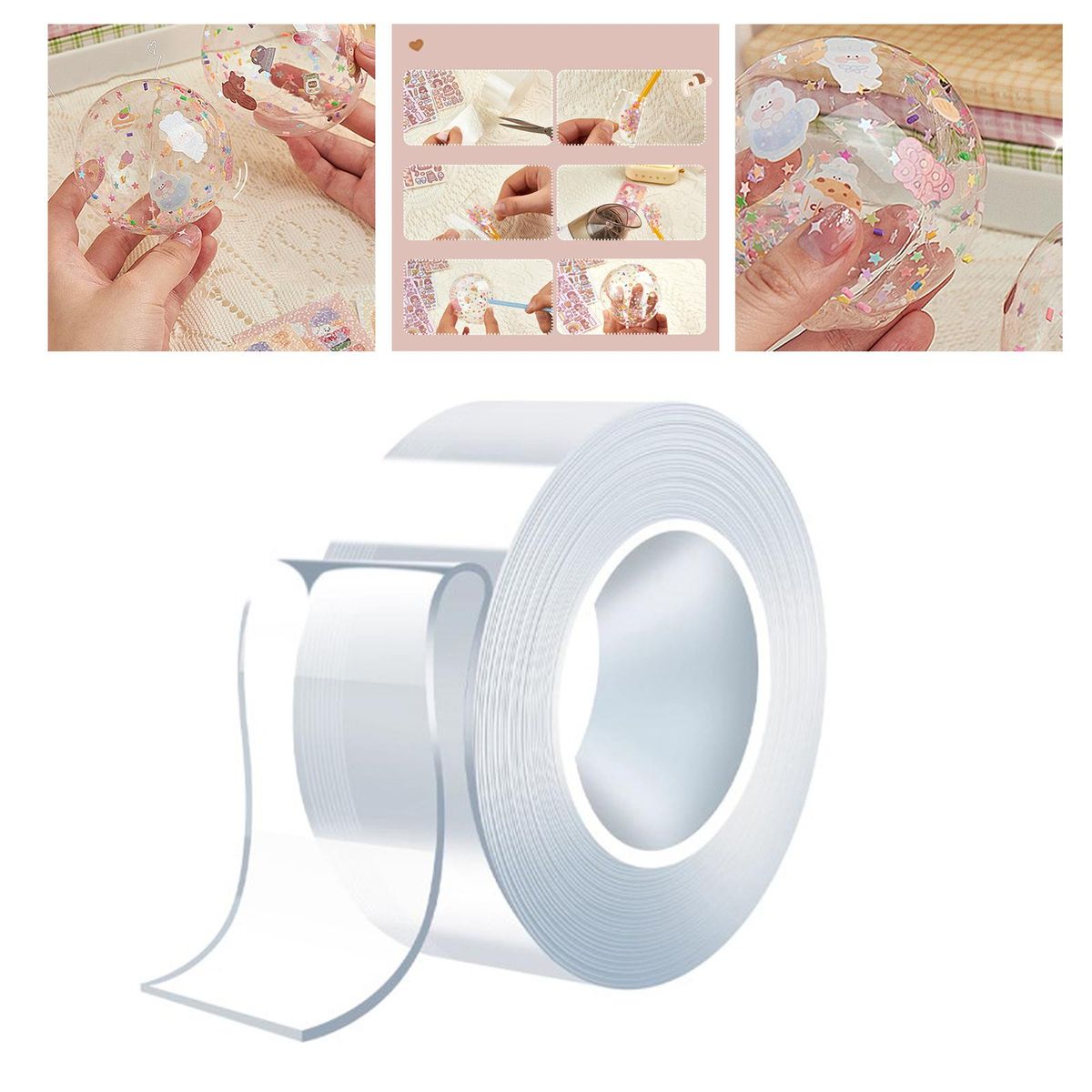 Acrylic Bubble Blowing Double Sided Tape Transparent Color Interesting