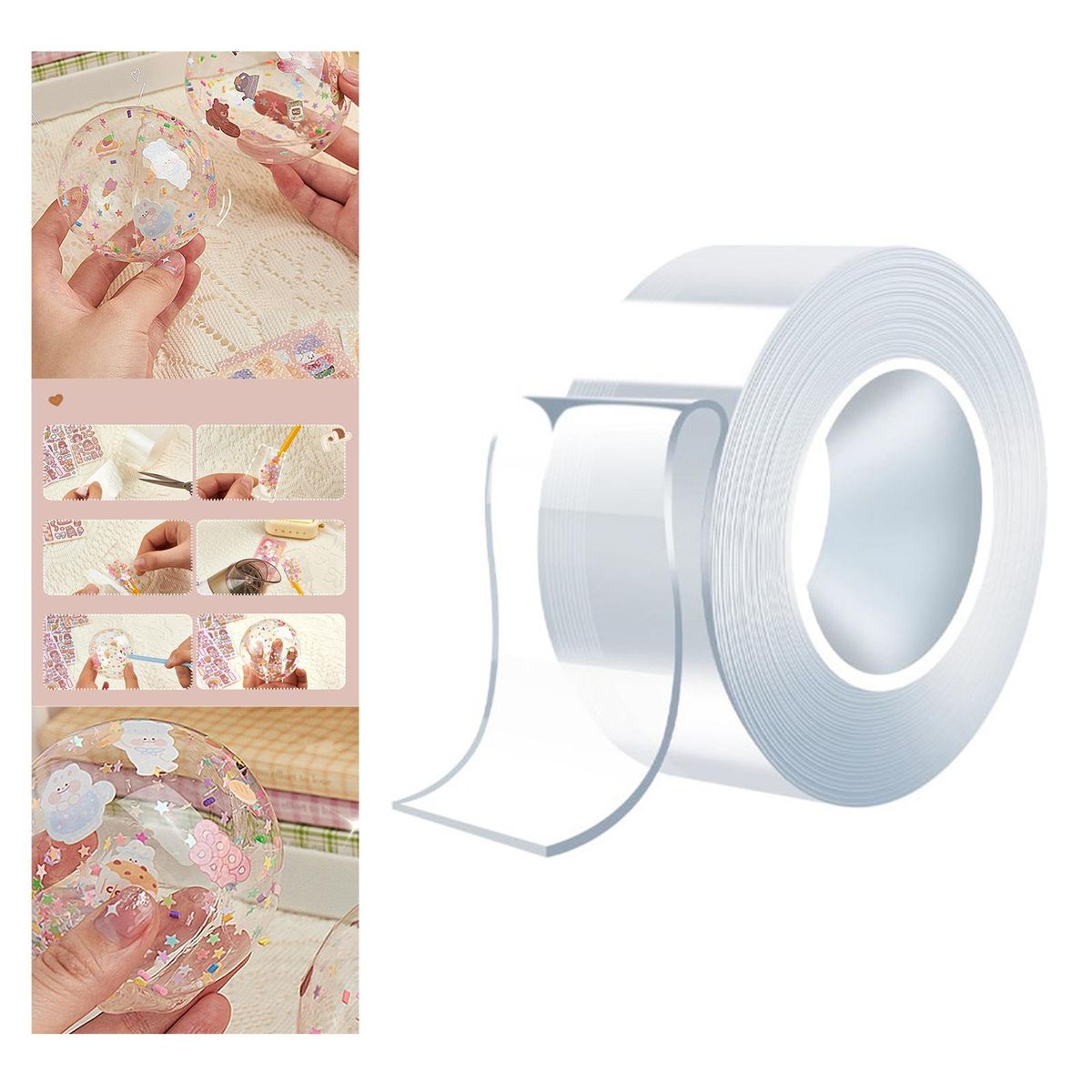 Acrylic Bubble Blowing Double Sided Tape Transparent Color Interesting