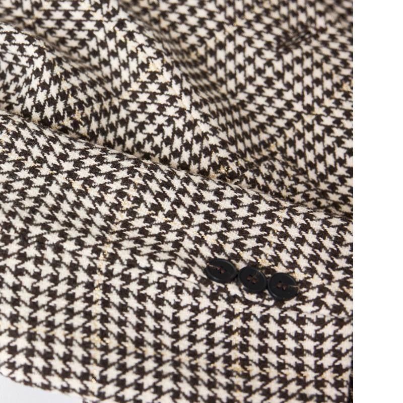 2023 Spring Small Suit Jacket Women's Mid-Length Slim-Fit Slimming Temperament Plaid Suit All-Matching Top