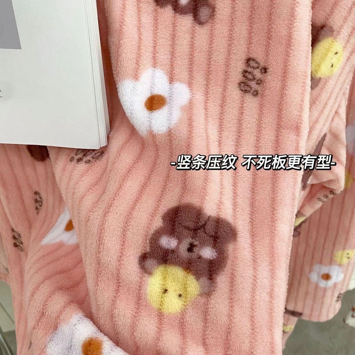 New Bear Suit 2022 Autumn and Winter Pajamas round Neck Loose Thin Long Sleeve Home Wear Coral Fleece Ladies Two-Piece Set