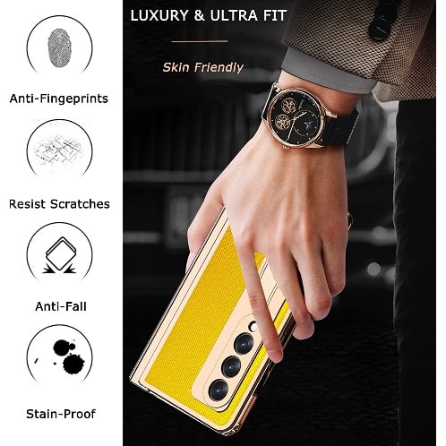 Leather Cover For Samsung Galaxy Z Fold 3 Case With Screen Protector
