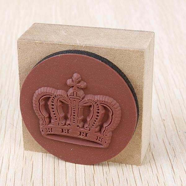 Set Vintage Retro Style Wooden Rubber Stamp Stamper Scrapbooking Seal DIY Crown Crown Crown
