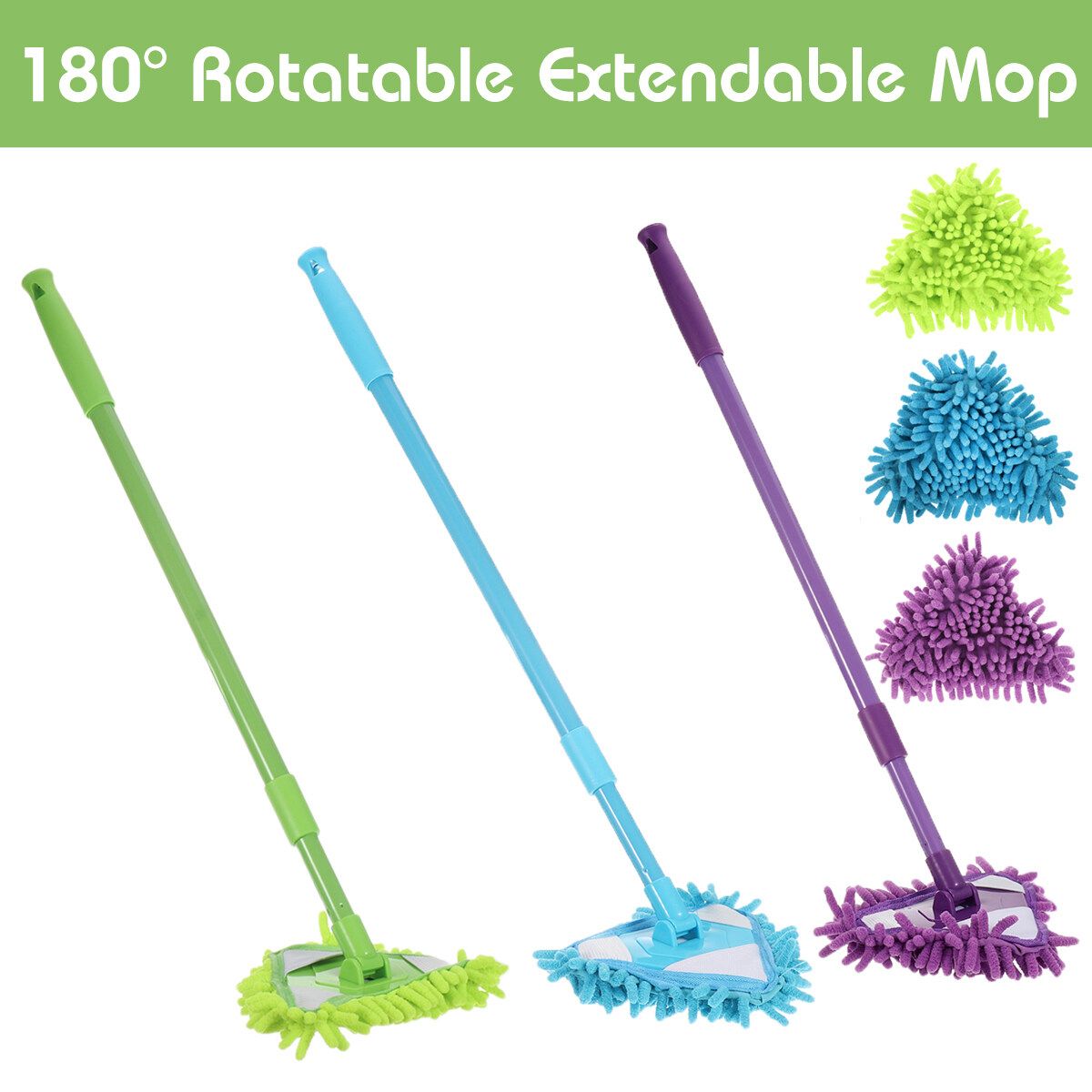 180 Degree Rotatable Adjustable Triangle Cleaning Mop Cloth Purple