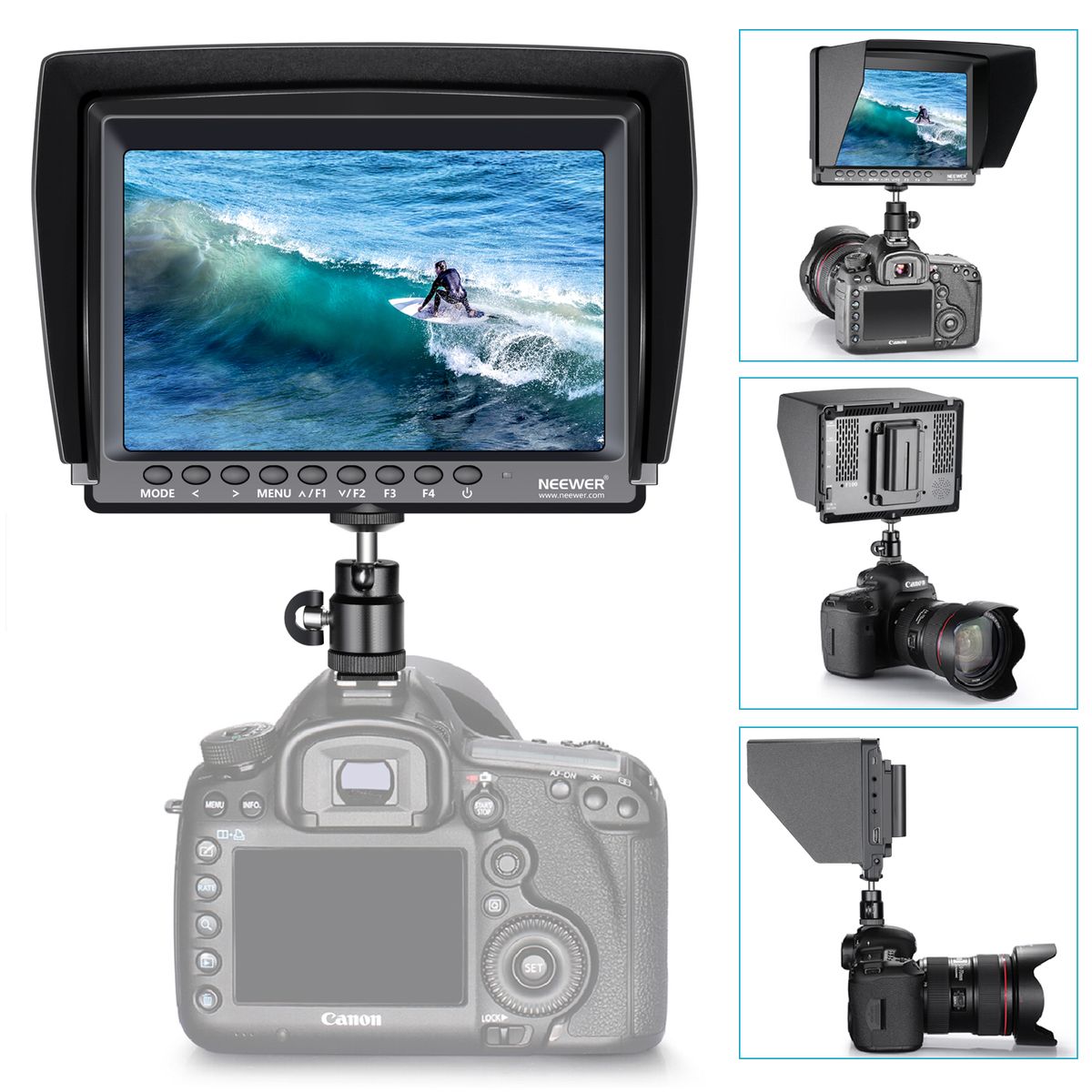 Film Movie Video Making System Kit With F100 7-inch 1280x800 IPS Screen Field Monitor (Support 4k Input) And Cool Ballhead Arm (Monitor)