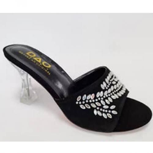 Ladies Glass Heel Women Slippers Shoe-black