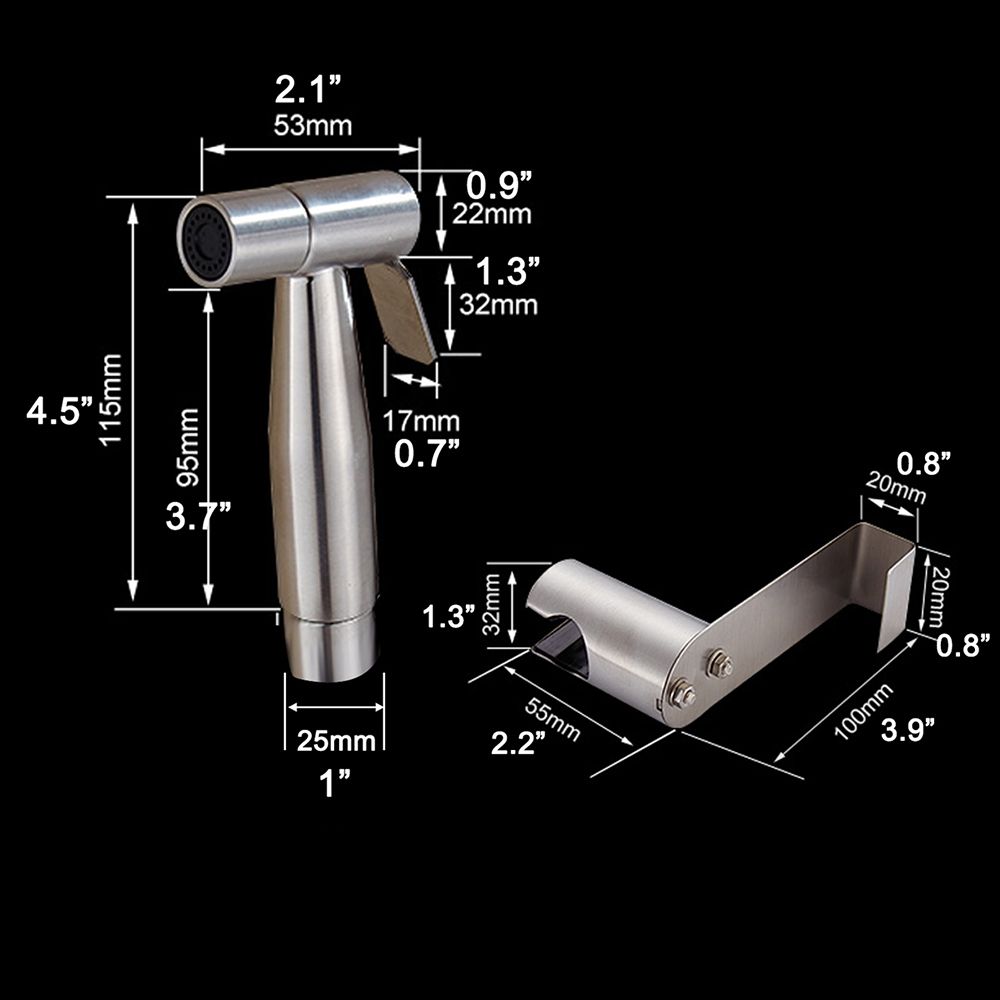 SUS304 Stainless Steel Nickle Bathroom Handheld Bidet Shattaf Sprayer Transforms Toilet Into Spray Bidet Vaporizer WS024S