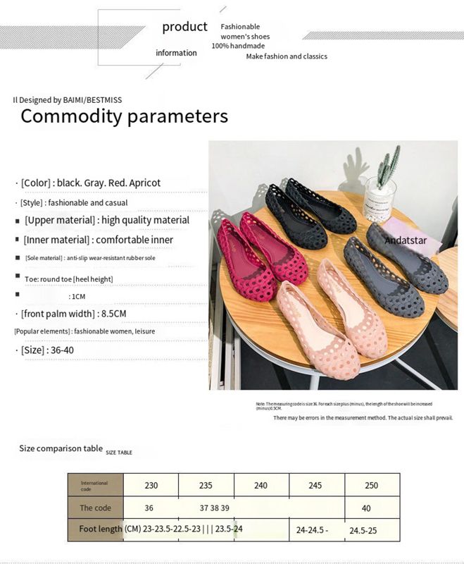 Rain Boots Women Shallow Low Top Flat Bottom Hollow Sandals Shoes Gray