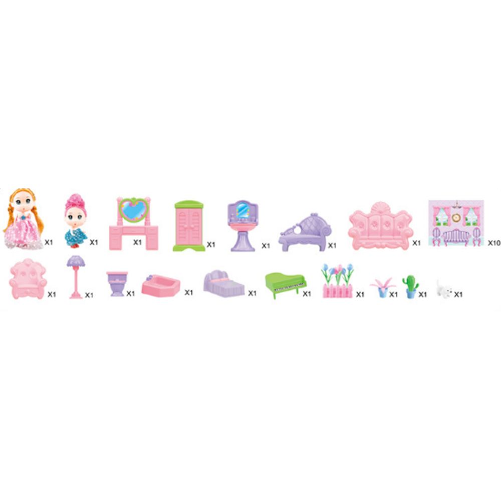 93Pcs DIY LED Light Music Princess House Miniature Dollhouse Furniture Kit Kids Toys Gift