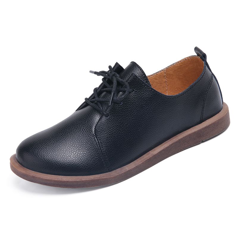 Women Shoes Comfy Leather Shoes Flat OXford Moccasins Pump Shoes Breathable Lace-ups
