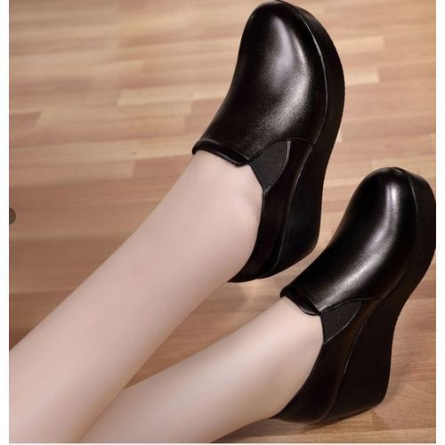 Ladies Simple Slope Heel  Petite Size  Work Shoes-Black
