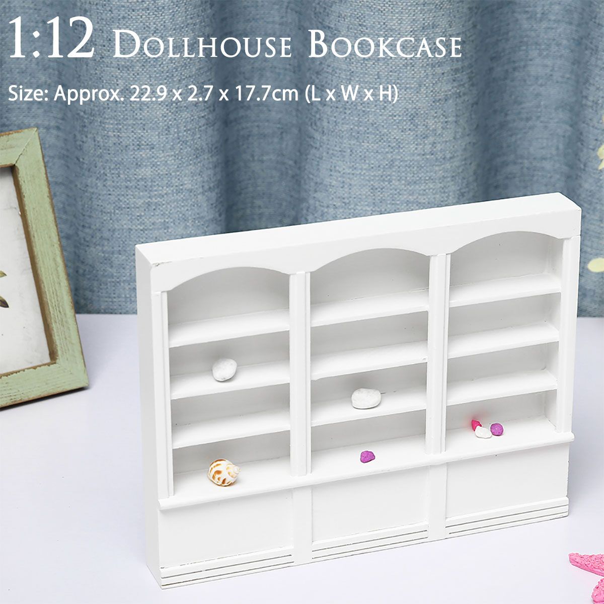 New Fashion Wood Miniature Display Bookcase Bookshelf Cabinet For 1/12 Dollhouse Furniture