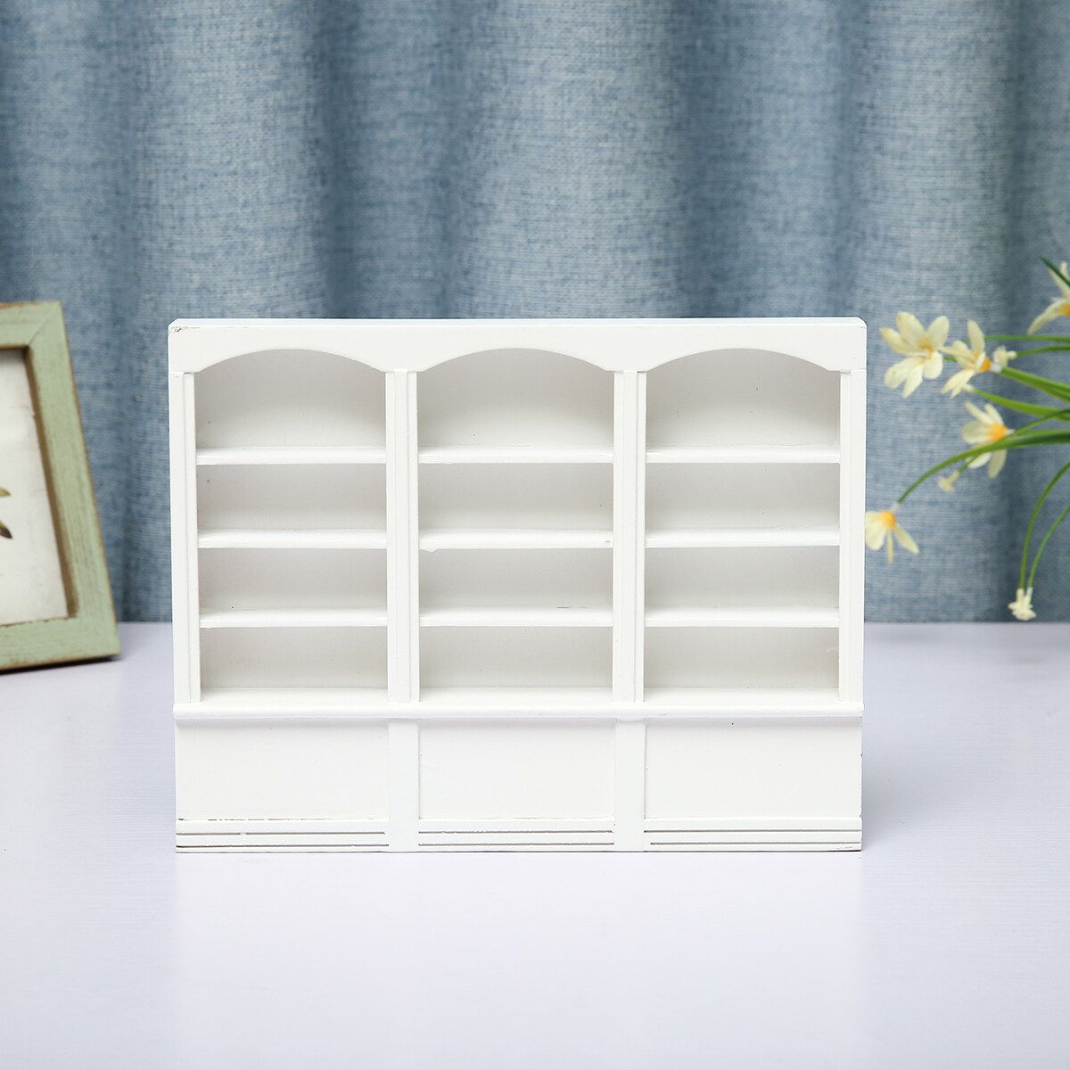 New Fashion Wood Miniature Display Bookcase Bookshelf Cabinet For 1/12 Dollhouse Furniture