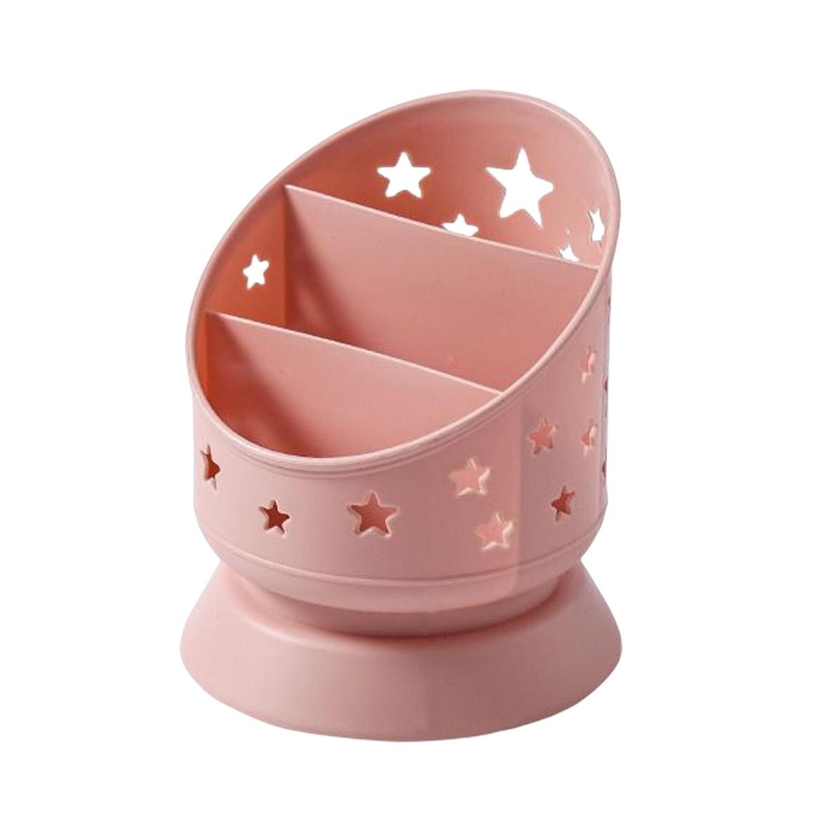Pen Holder Makeup Brush Bucket 3 Slots Cosmetics Storage Box For Pink