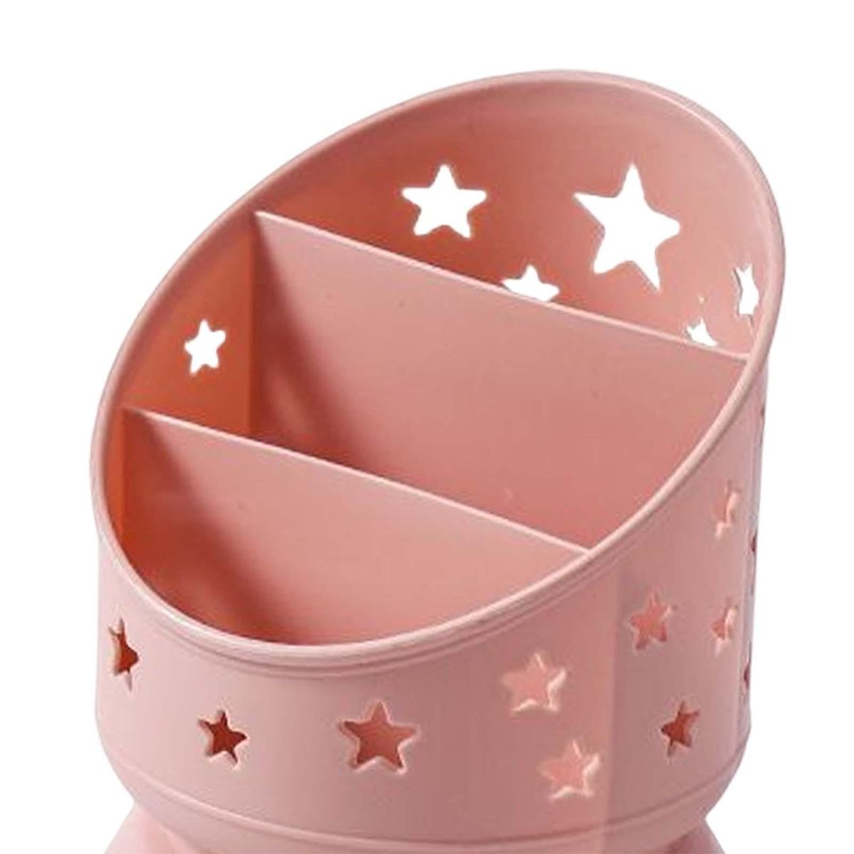 Pen Holder Makeup Brush Bucket 3 Slots Cosmetics Storage Box For Pink