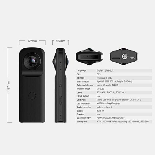 G601 Mobile Phone Panoramic Motion Sports 360 Degree Images Camera HD Panoramic Wide Angle Dual Recorded Dual Lens Motion Camera
