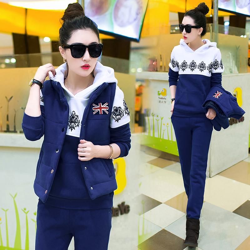 New fashion winter and autumn winter women's Plush thickened sweater sportswear set women's casual three piece set