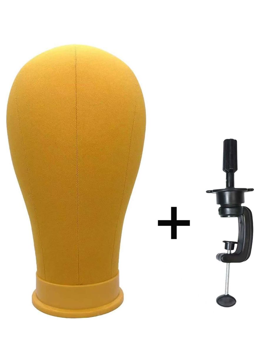 Colorful Canvas Block Head Yellow Hats Wigs Stand