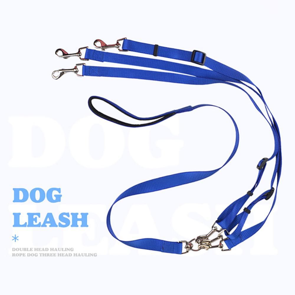 Dog Triple Head Leash Set with Adjustable One-to-Three Leash Nylon