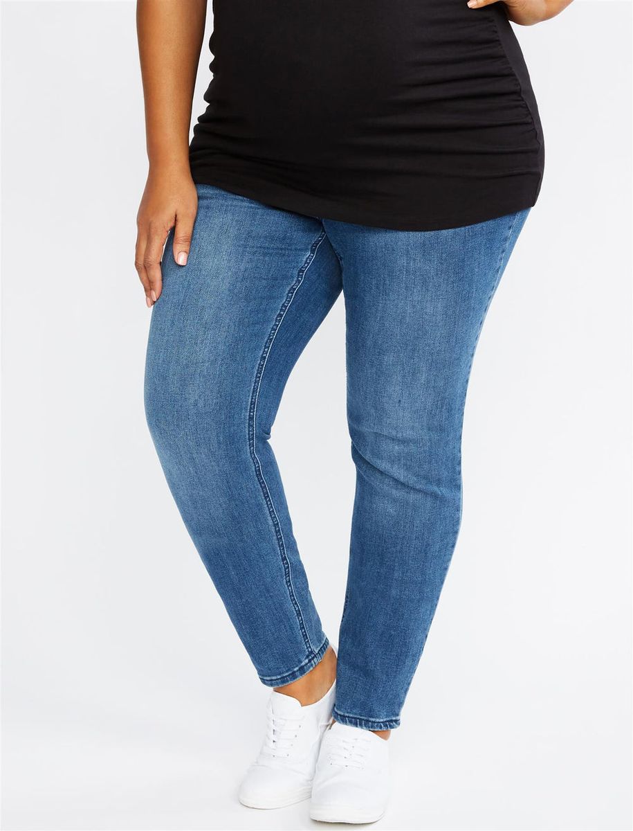 Secret Fit Belly Super Stretch Skinny Maternity Jeans(Long)- Beech Wash
