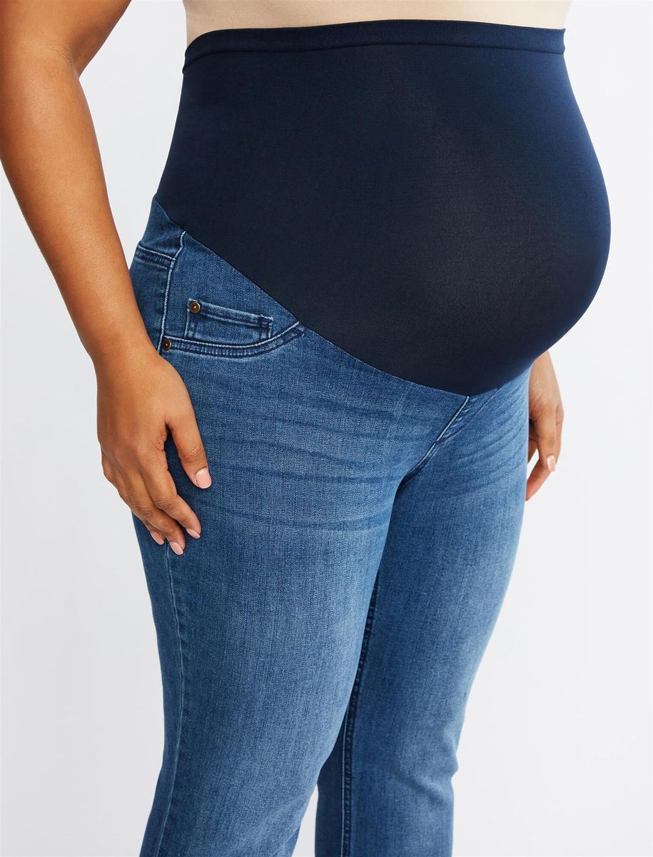 Secret Fit Belly Super Stretch Skinny Maternity Jeans(Long)- Beech Wash