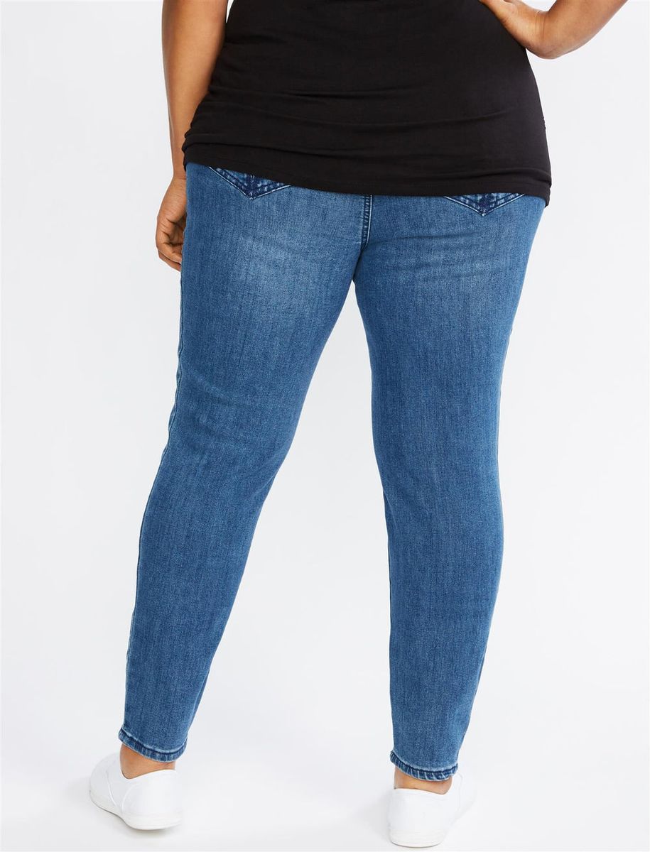 Secret Fit Belly Super Stretch Skinny Maternity Jeans(Long)- Beech Wash