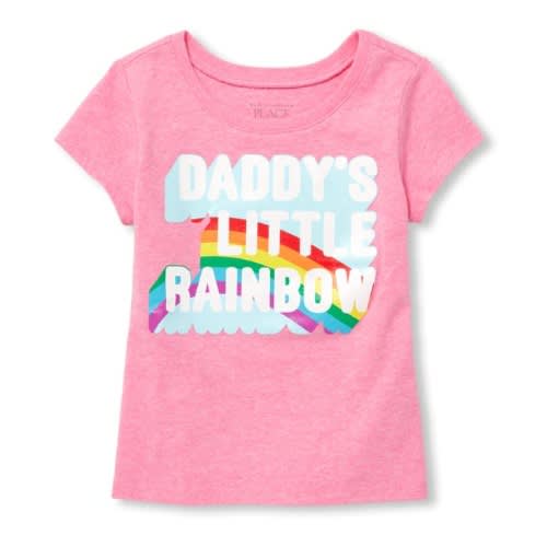Dad's Little Girl Rainbow Graphic Top- Pink