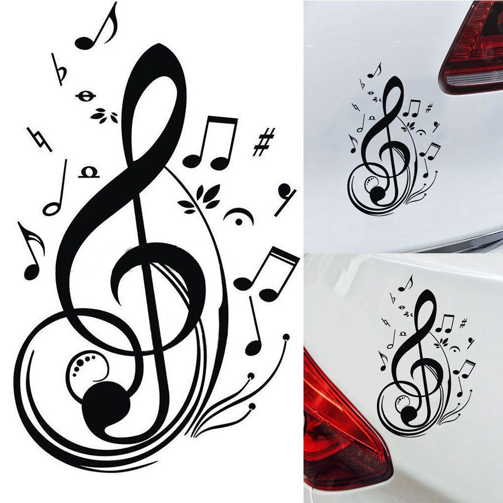 Music Notes Home Decor Sticker Decal Cars Truck Laptop-Black