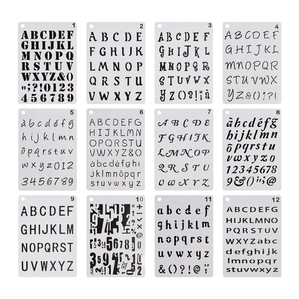 12pcs 5 X 8 Inch Letter And Number Stencils For Journal Notebook 5