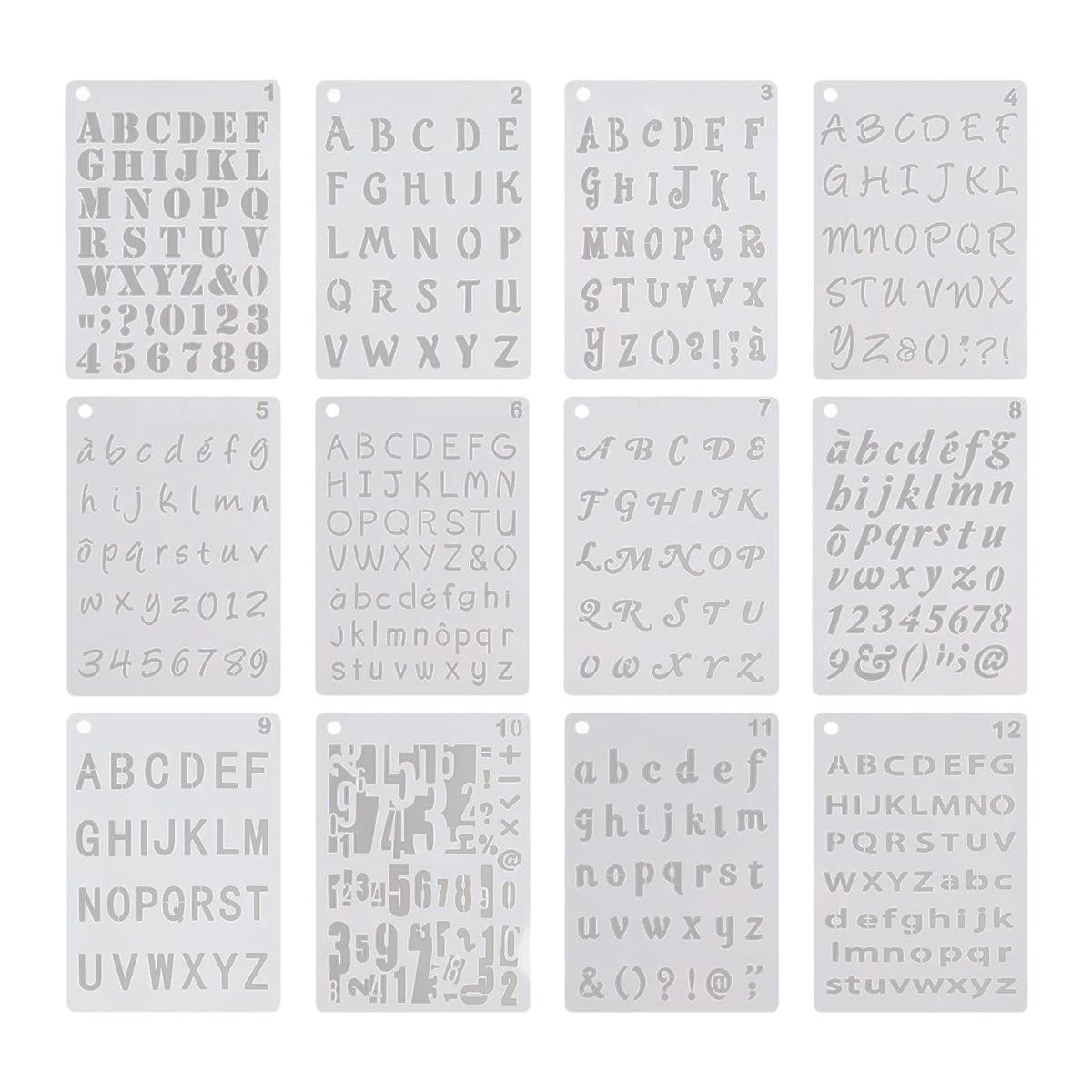12pcs 5 X 8 Inch Letter And Number Stencils For Journal Notebook 5" X