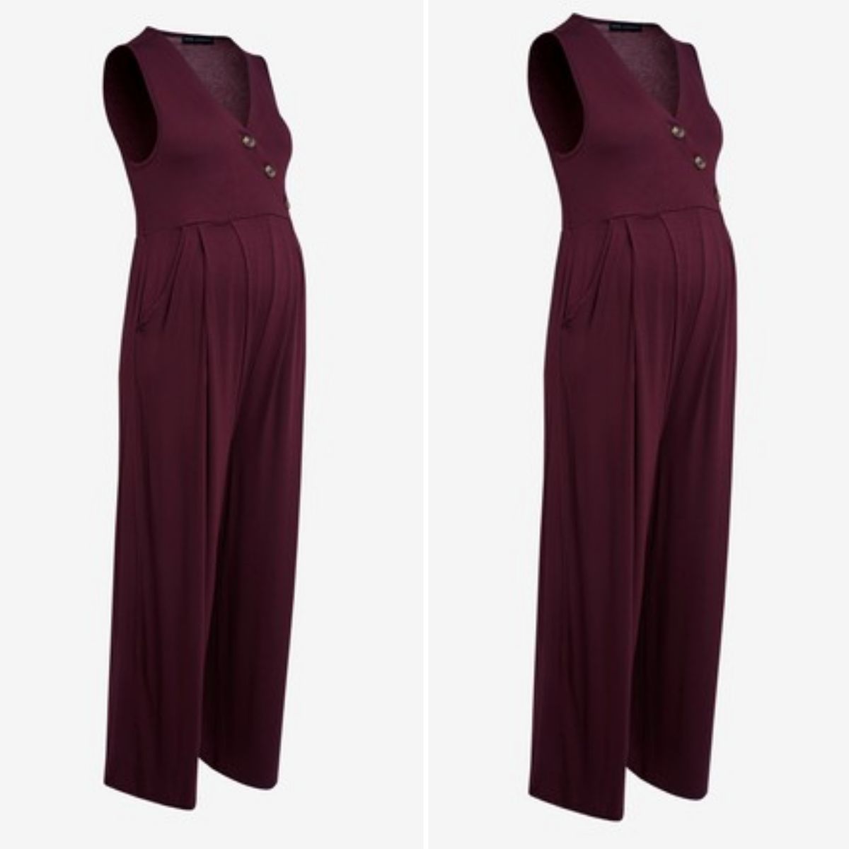 Side Button Berry Maternity And Nursing Jumpsuit