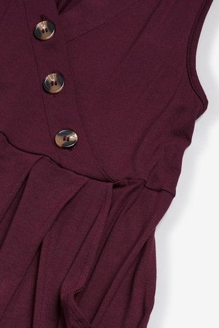 Side Button Berry Maternity And Nursing Jumpsuit