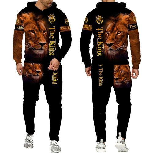 Men's Long Sleeve Hooded Sweater Set, Sportswear, The Lion King 3D Print