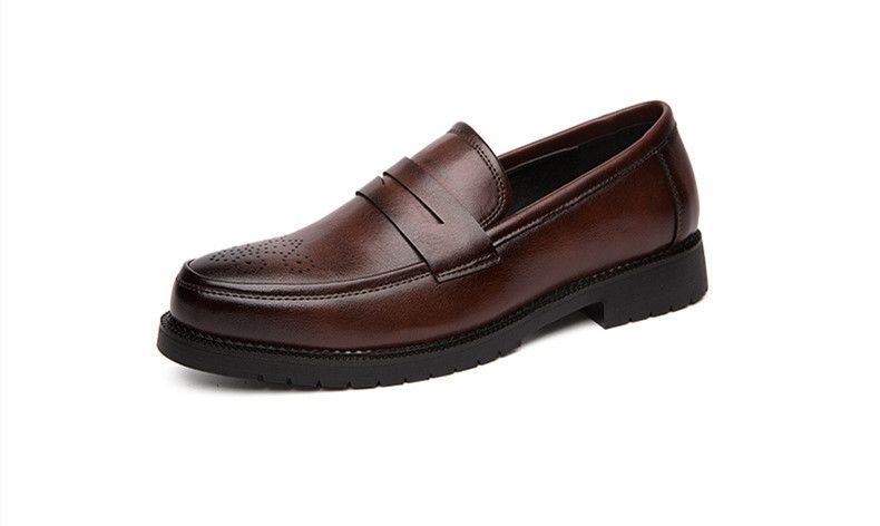 Men's Oxfords Formal Flat Business Leather Shoes Loafers Italian Official Brown