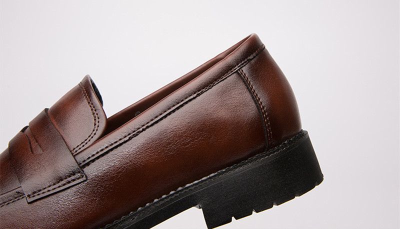 Men's Oxfords Formal Flat Business Leather Shoes Loafers Italian Official Brown