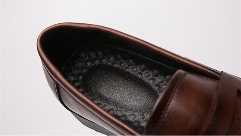 Men's Oxfords Formal Flat Business Leather Shoes Loafers Italian Official Brown