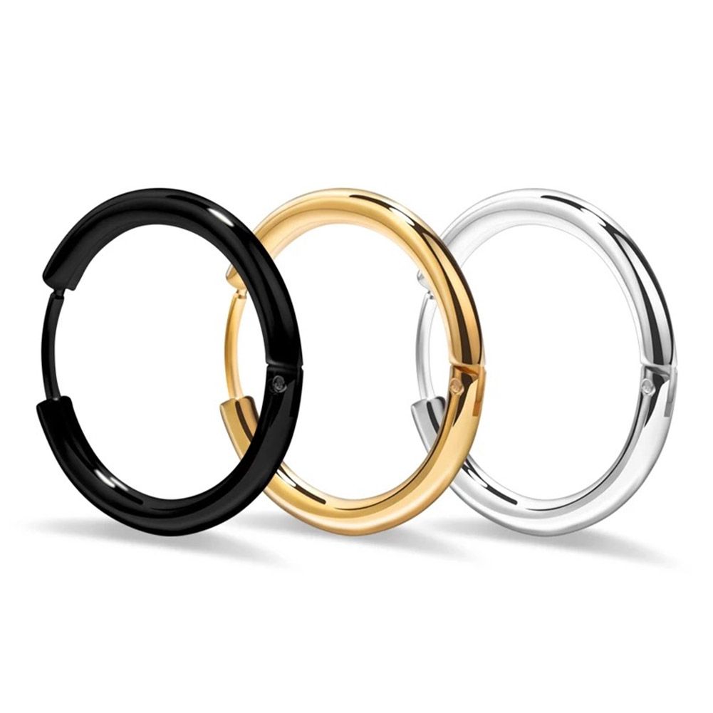 1 Pair Stainless Steel Fashion Punk Unisex Ear Hoop Circle Earrings Jewelry Gift-Silver