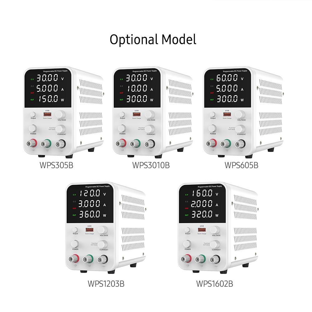 Bench DC Power Supply Variable 160V 2A Digital Display Adjustable Switching Regulated Power Supply CV CC with Output Switch, USB Quick Charge Port, Short Circuit Alarm, Encoder Adjustment Knob