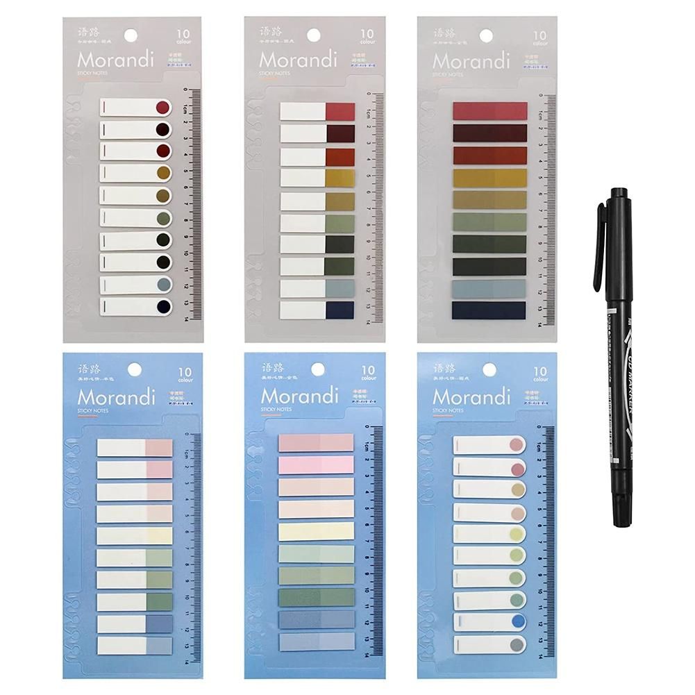 1200 Pcs10 Color Index Sticky Notes with Pen Clear Sticky