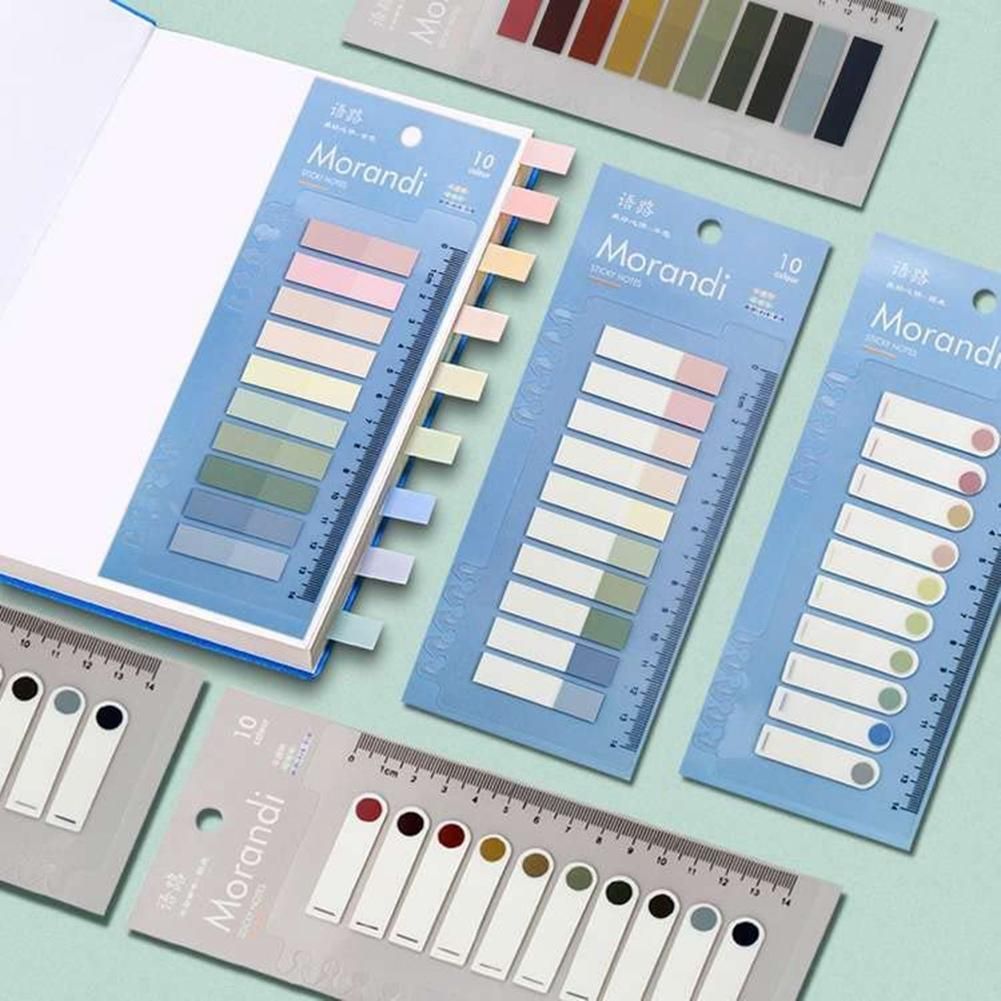 1200 Pcs10 Color Index Sticky Notes with Pen Clear Sticky