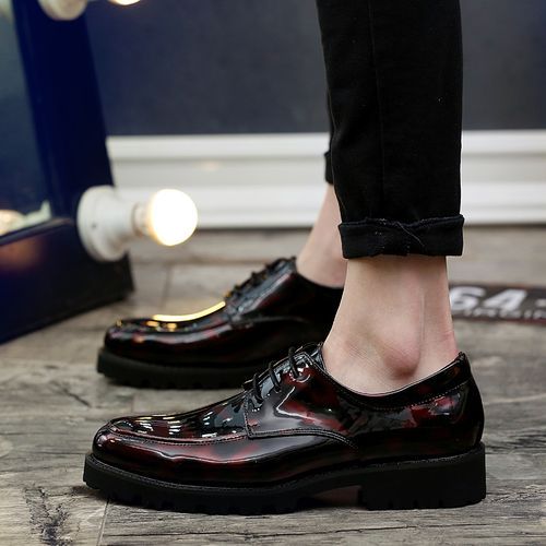 Leisure Mens Business Leather Shoes Non-slip Formal Leather Shoes Red