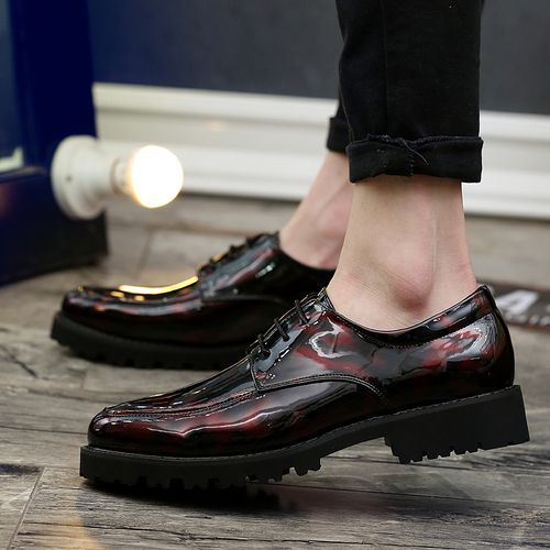 Leisure Mens Business Leather Shoes Non-slip Formal Leather Shoes Red