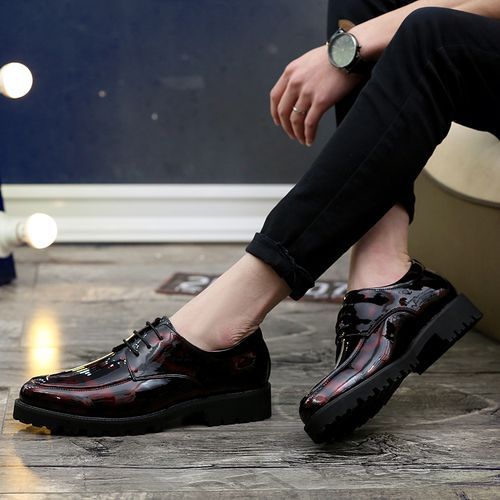 Leisure Mens Business Leather Shoes Non-slip Formal Leather Shoes Red
