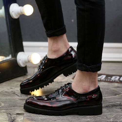 Leisure Mens Business Leather Shoes Non-slip Formal Leather Shoes Red