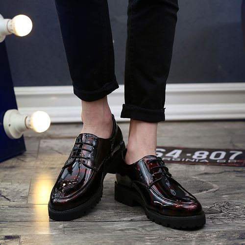 Leisure Mens Business Leather Shoes Non-slip Formal Leather Shoes Red