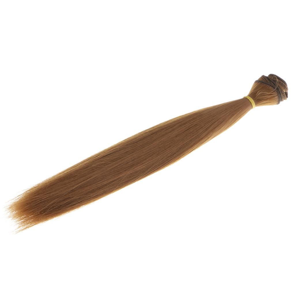 25cm Fashion Doll Long Straight Hair Wig DIY Making Accessory Coffee