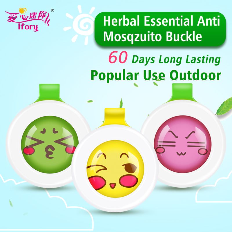 Button Pregnant Repellent 3 Pieces For Baby Mosquito Eco-Friendly IFORY Cartoon Adults Sweatproof Mosquito Buckles