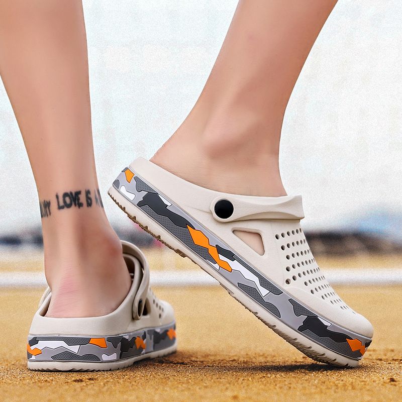 Men's Beach Shoes Outdoor EVA Hole Sandals-White